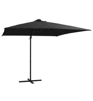 Ampelschirm mit LED-Leuchten und Stahlmast 250 x 250 cm Schwarz