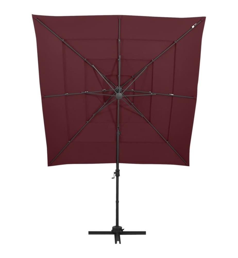 Sonnenschirm mit Aluminium-Mast 4-lagig Bordeauxrot 250x250 cm