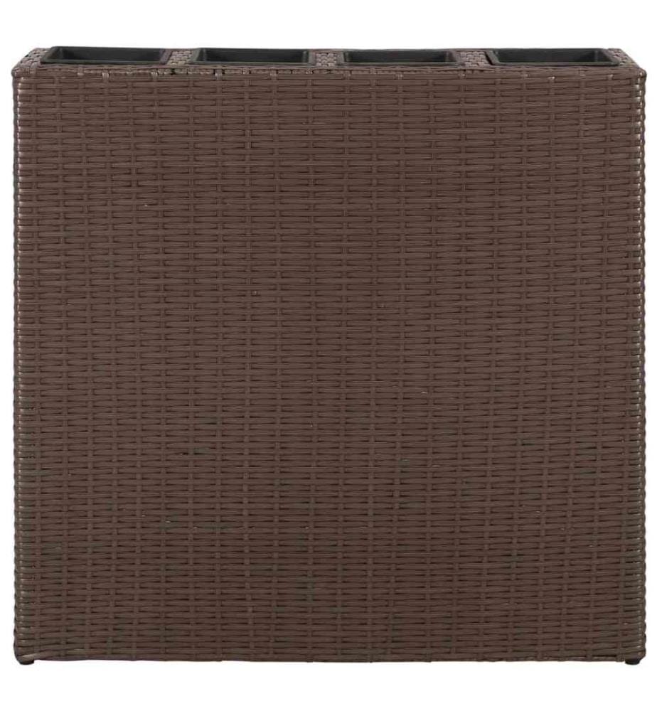 Garten-Hochbeet mit 4 Töpfen Poly Rattan Braun