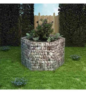 Sechseckiges Gabionen-Hochbeet 160×140×100 cm