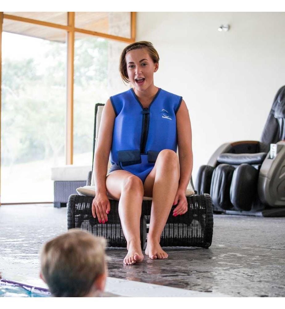 Schwimmweste für Erwachsene blau-gelb Brustumfang 106-116 cm