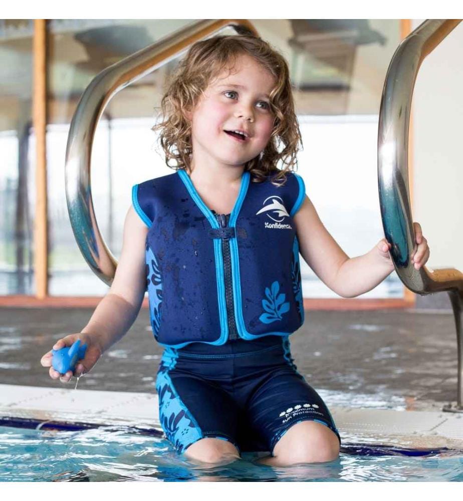 Kinder-Schwimmweste navyblau Palme, 4-5 Jahre