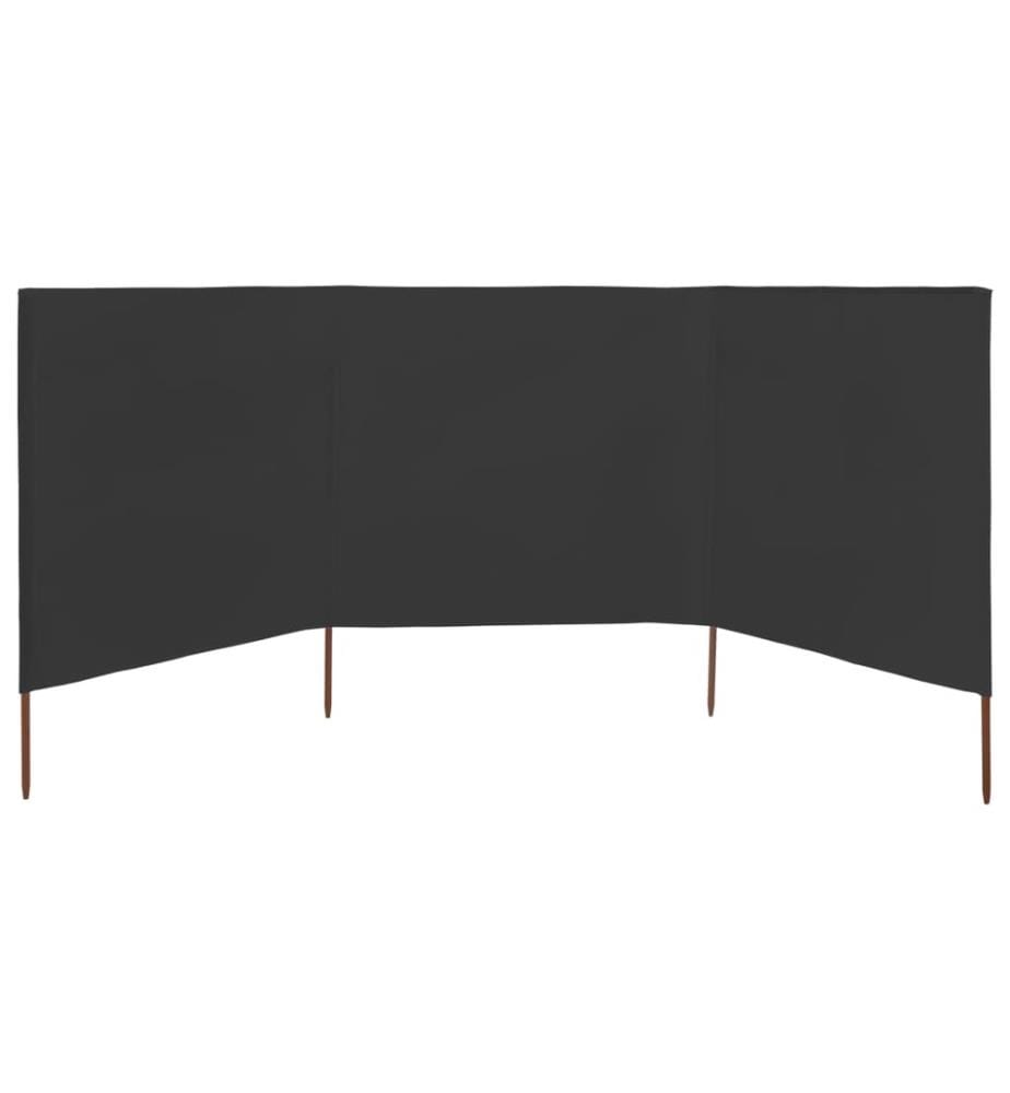 3-teiliges Windschutzgewebe 400 x 80 cm Anthrazit