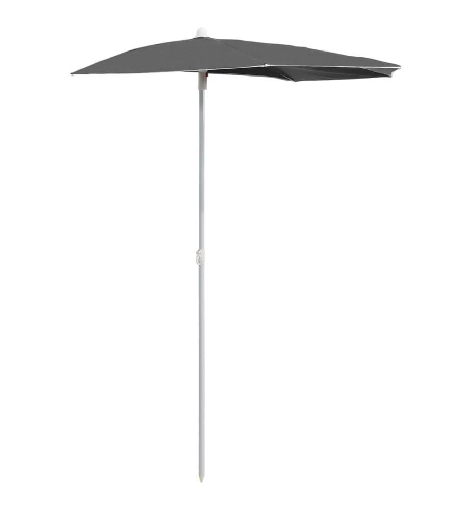 Halb-Sonnenschirm mit Mast 180x90 cm Anthrazit