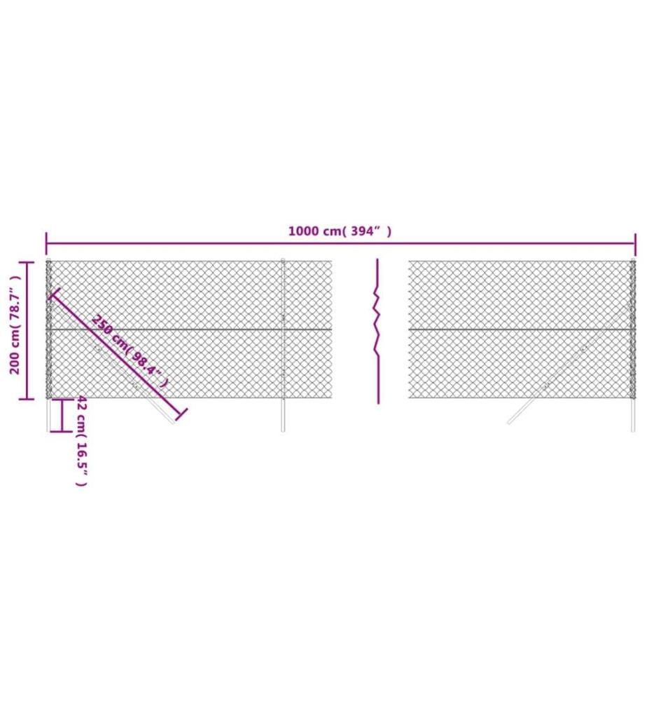 Maschendrahtzaun Anthrazit 2x10 m