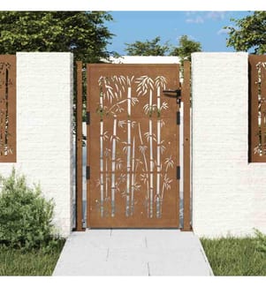 Gartentor 105x130 cm Cortenstahl Bambus-Design