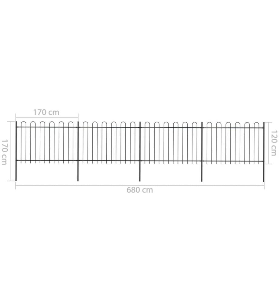 Gartenzaun mit Bügel-Design Stahl 6,8 x 1,2 m Schwarz