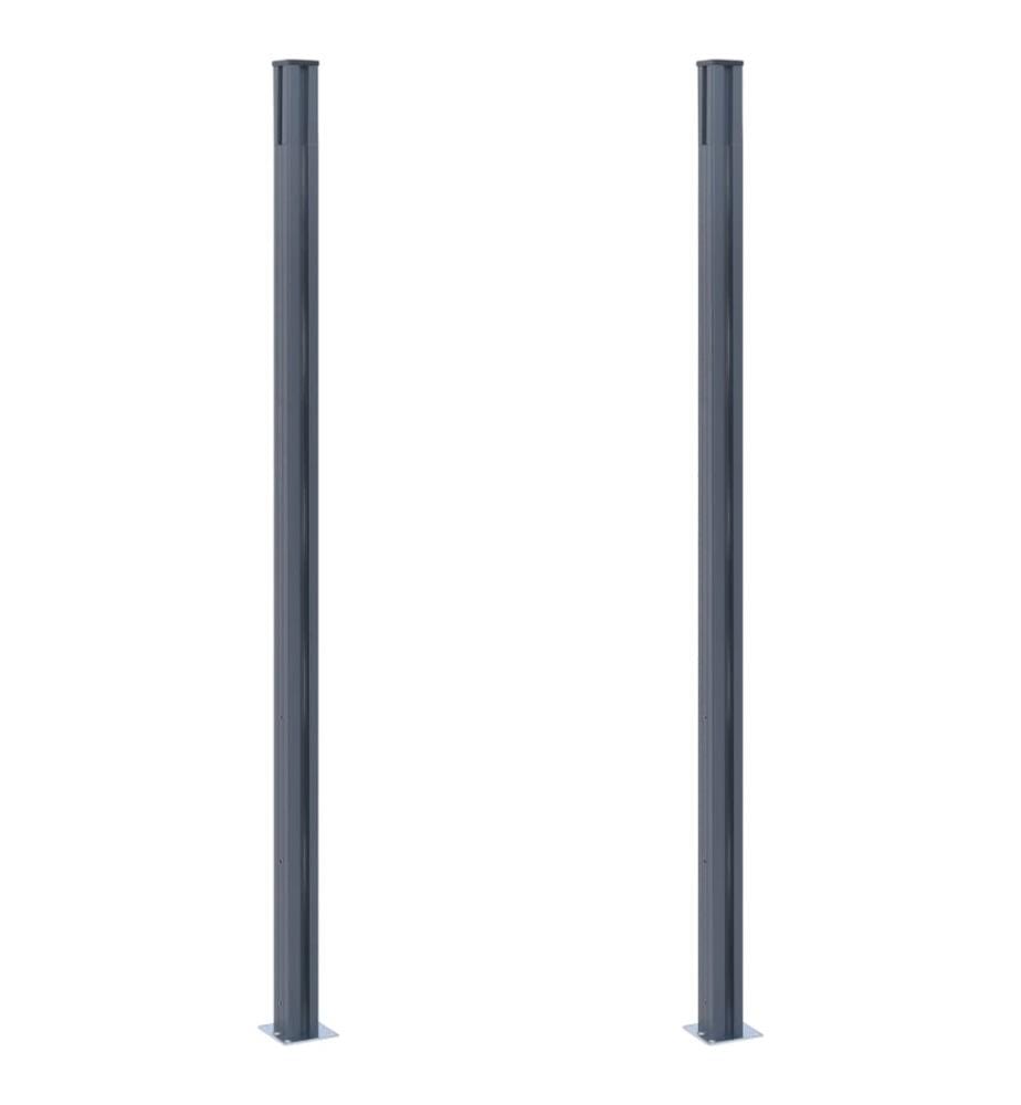 Zaunpfosten 2 Stk. Dunkelgrau 185 cm Aluminium