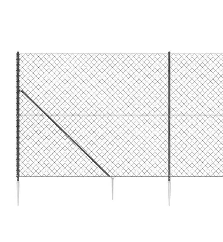 Maschendrahtzaun mit Bodenhülsen Anthrazit 1,4x25 m