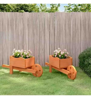 Pflanzgefässe Schubkarre-Design 2 Stk. 47x15x19 cm Massivholz