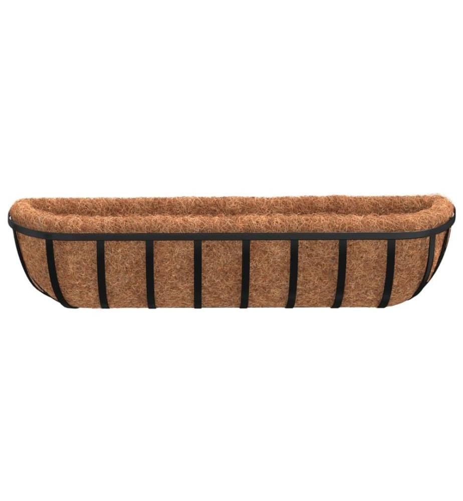 Wand-Pflanzkörbe 2 Stk. Kokoseinlage Schwarz 91x20x23 cm Stahl