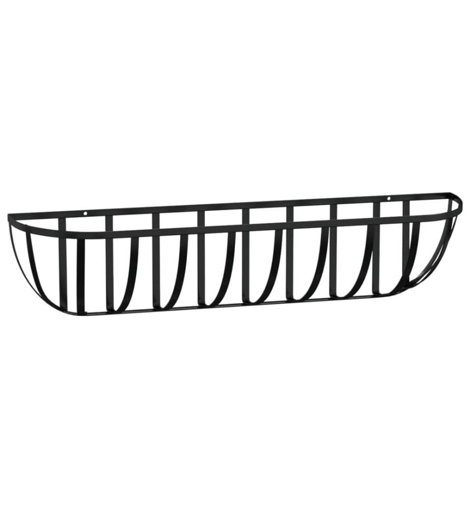 Wand-Pflanzkörbe 2 Stk. Kokoseinlage Schwarz 91x20x23 cm Stahl