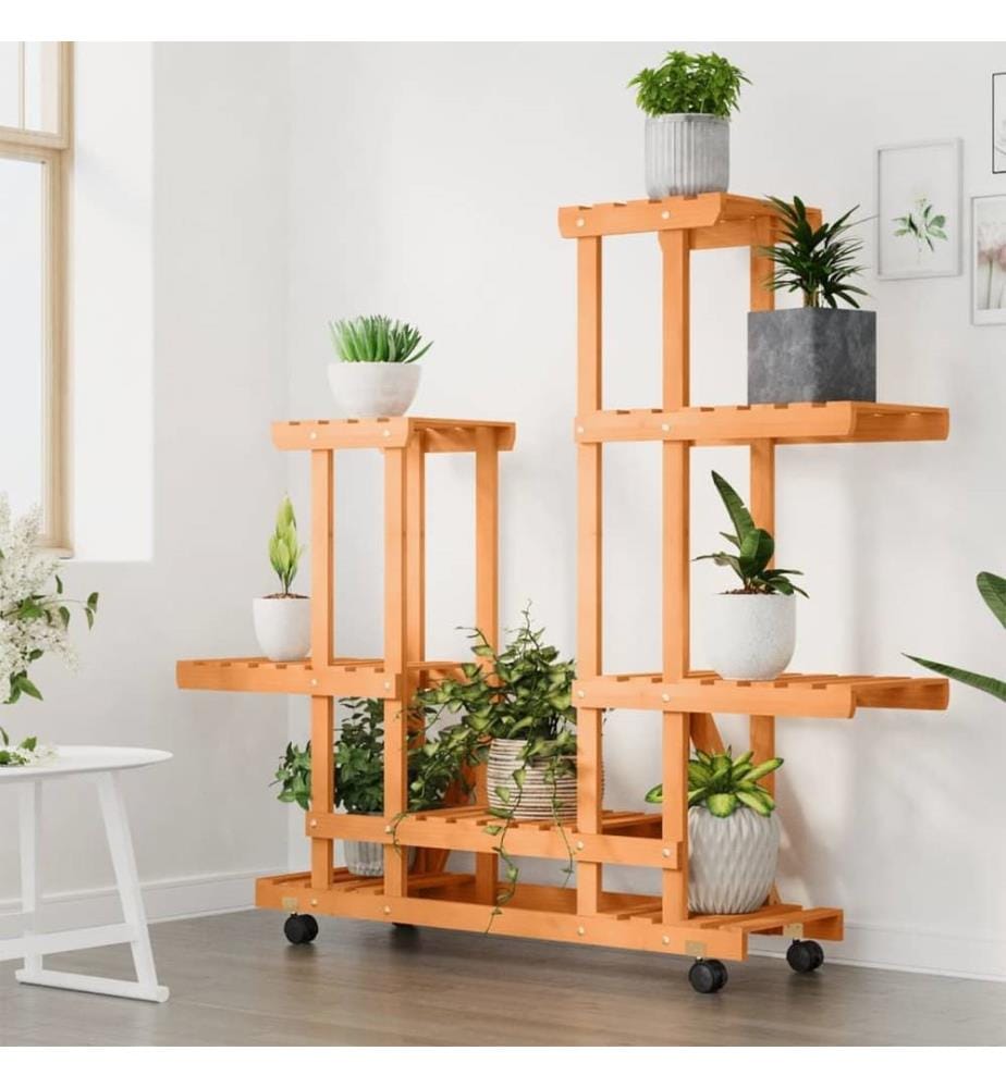 Blumenständer mit Rollen 95x25x101 cm Massivholz Tanne