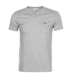 Maglietta con scollo a V in cotone Pima - Grigio chiaro