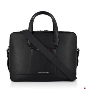 Computertasche mit Logo und Feinkörnereffekt - Schwarz