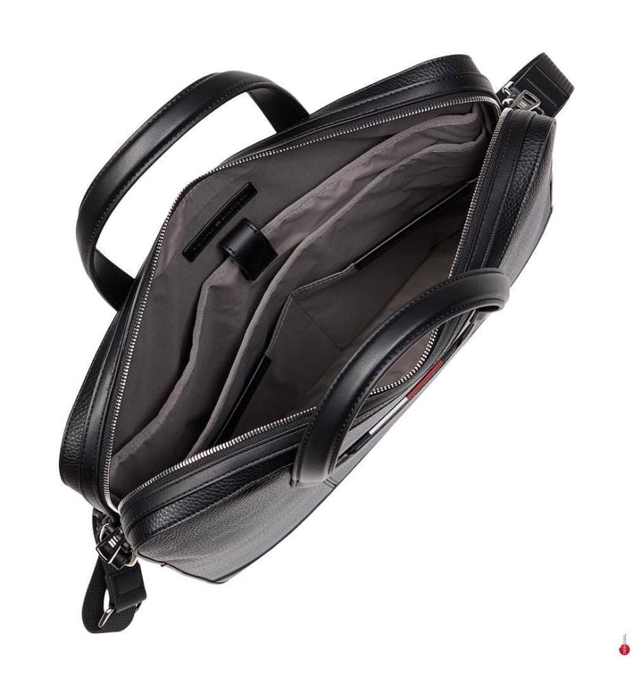 Computertasche mit Logo und Feinkörnereffekt - Schwarz