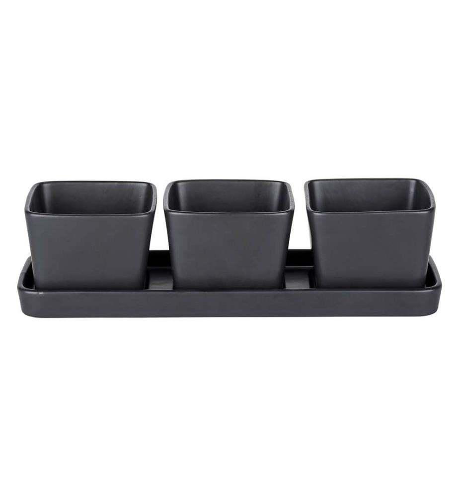 Aperitif-Set mit Tablett und 3 Schalen Snack & Dip, Tablett mit 3 x 300 Schalen