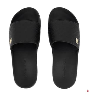 Mules à monogramme TH gaufré - Noir