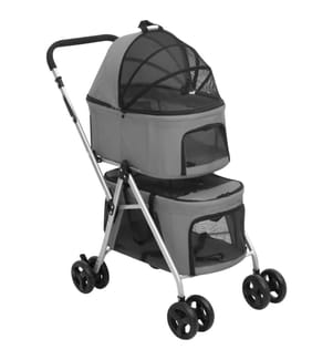 Hundewagen für 2 Hunde Faltbar Grau 83x48x97 cm Oxford-Gewebe