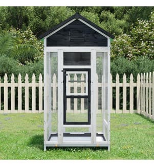 Voliere Grau 91,5x53x170 cm Massivholz Kiefer