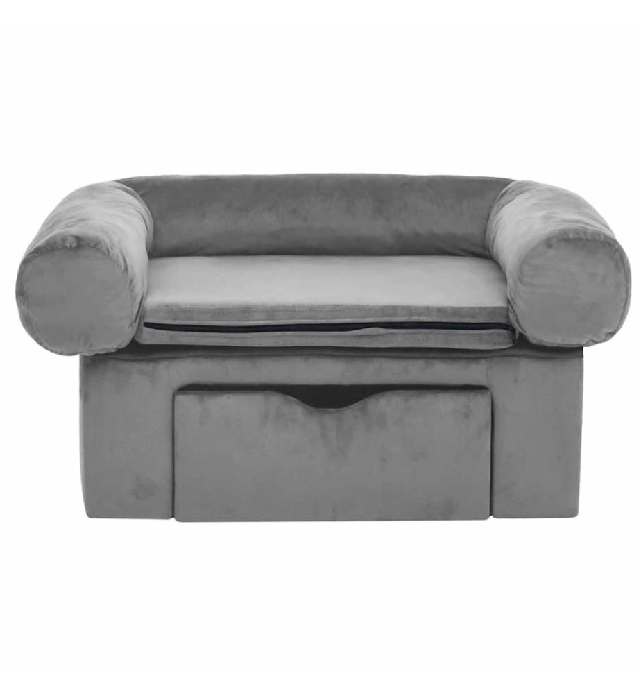Hundesofa mit Schublade Grau 75x50x38 cm Plüsch