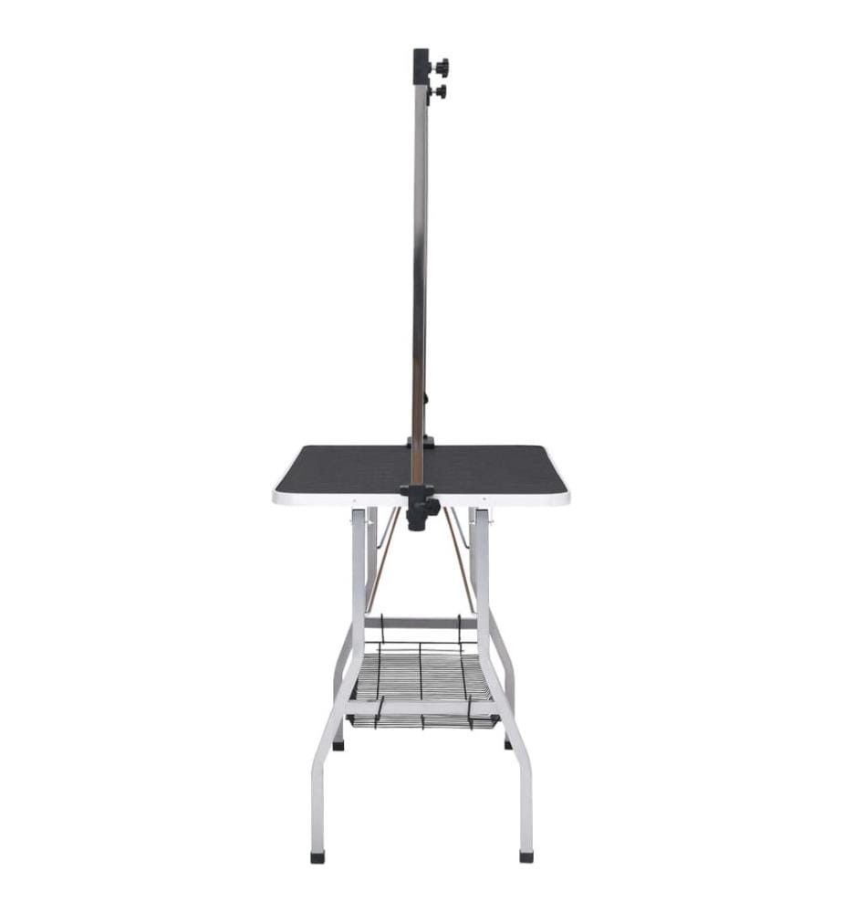 Table de toilettage réglable de chiens avec 2 boucles et panier