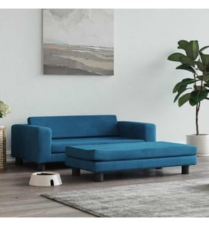 Hundebett mit Verlängerung Blau 100x50x30 cm Samt