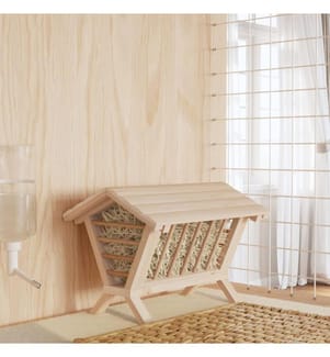 Heuraufe für Kaninchen 44x33x33 cm Massivholz Tanne