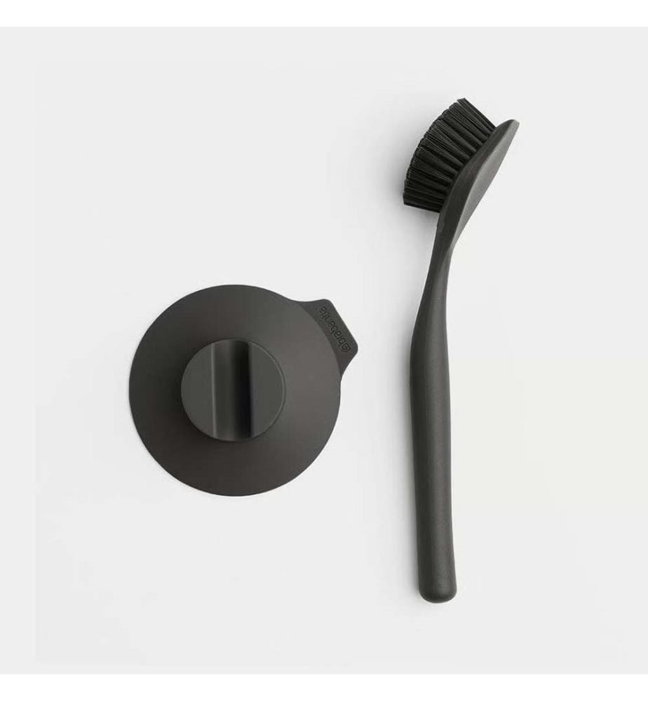 Brosse Vaisselle avec Support Ventouse - Vert Foncé