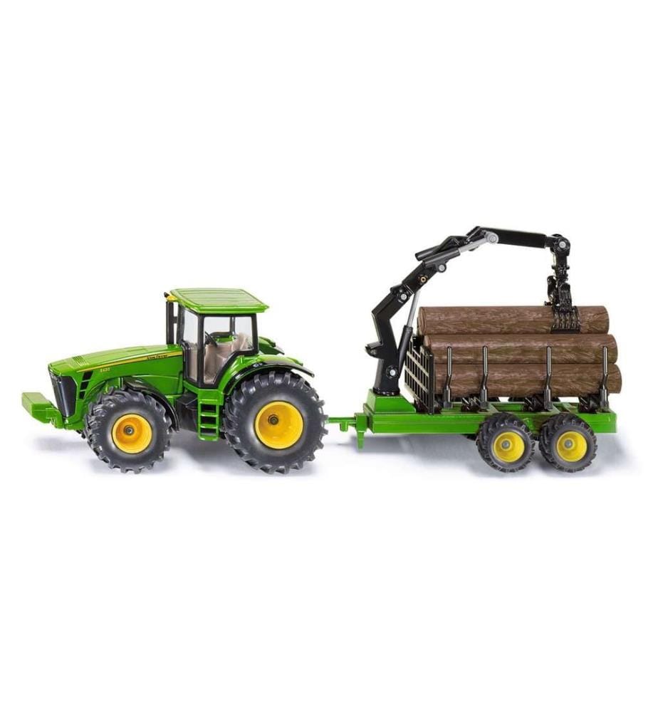 Trattore giocattolo in miniatura con rimorchio forestale 1:50