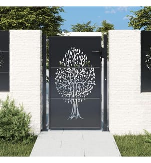 Gartentor Anthrazit 105x130 cm Stahl Baum-Design