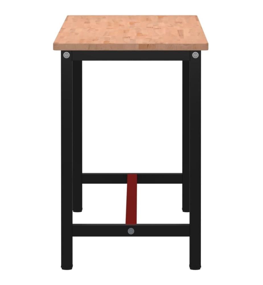 Établi 150x55x81,5 cm bois massif de hêtre et métal