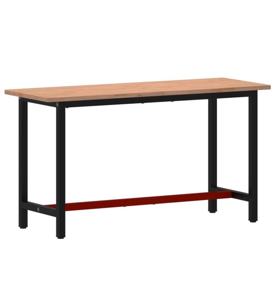 Établi 150x55x81,5 cm bois massif de hêtre et métal