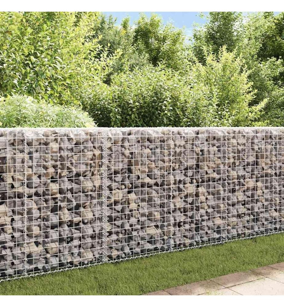 Mur à gabion avec couvercles Acier galvanisé 200 x 20 x 85 cm