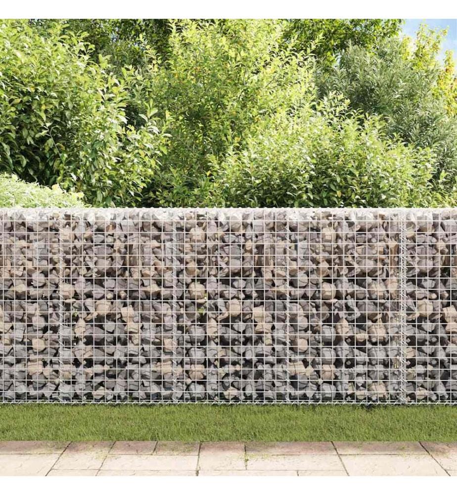 Mur à gabion avec couvercles Acier galvanisé 200 x 20 x 85 cm