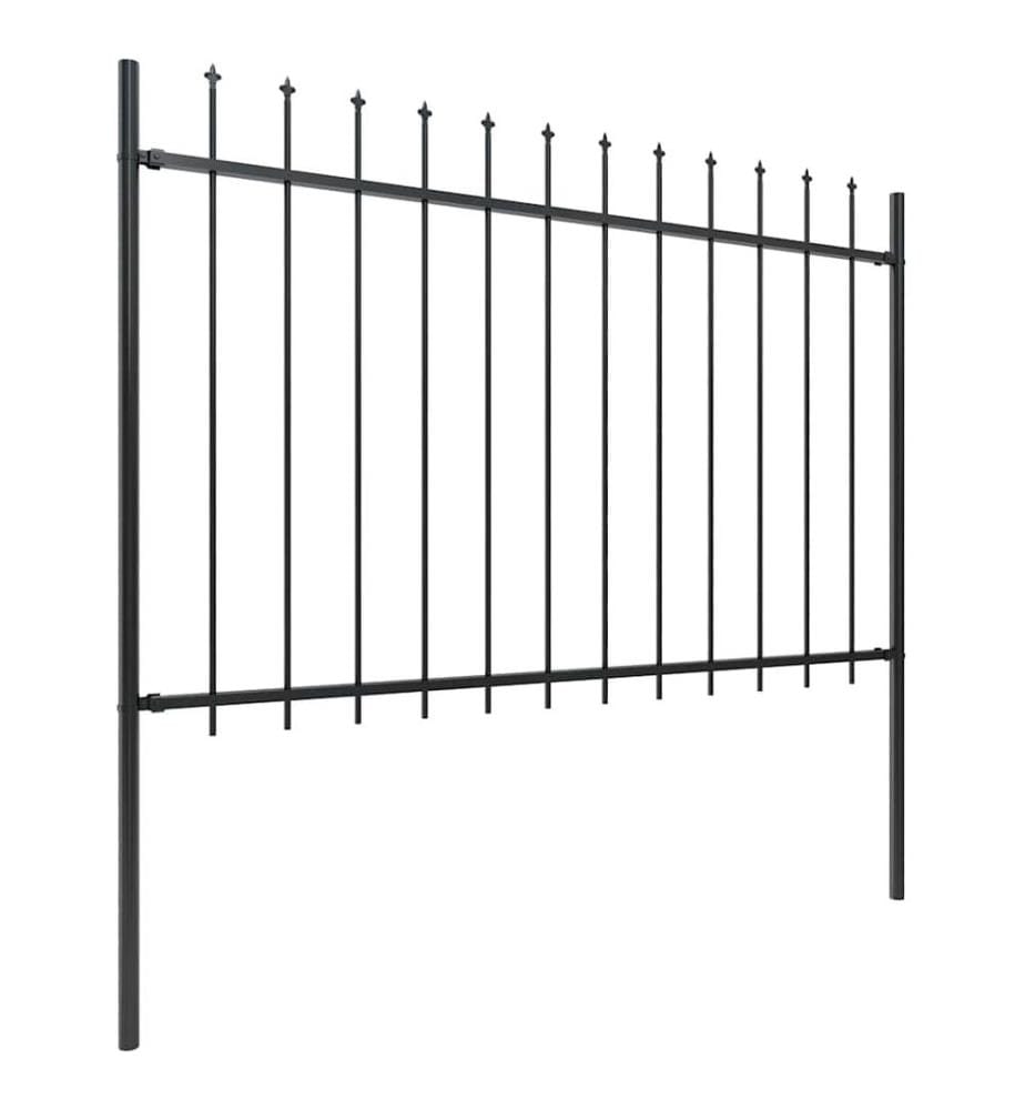Gartenzaun mit Speerspitze Stahl 1070 x 120 cm Schwarz