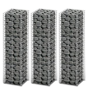 Gabionen-Set 3-tlg. Verzinkter Draht 25×25×100 cm