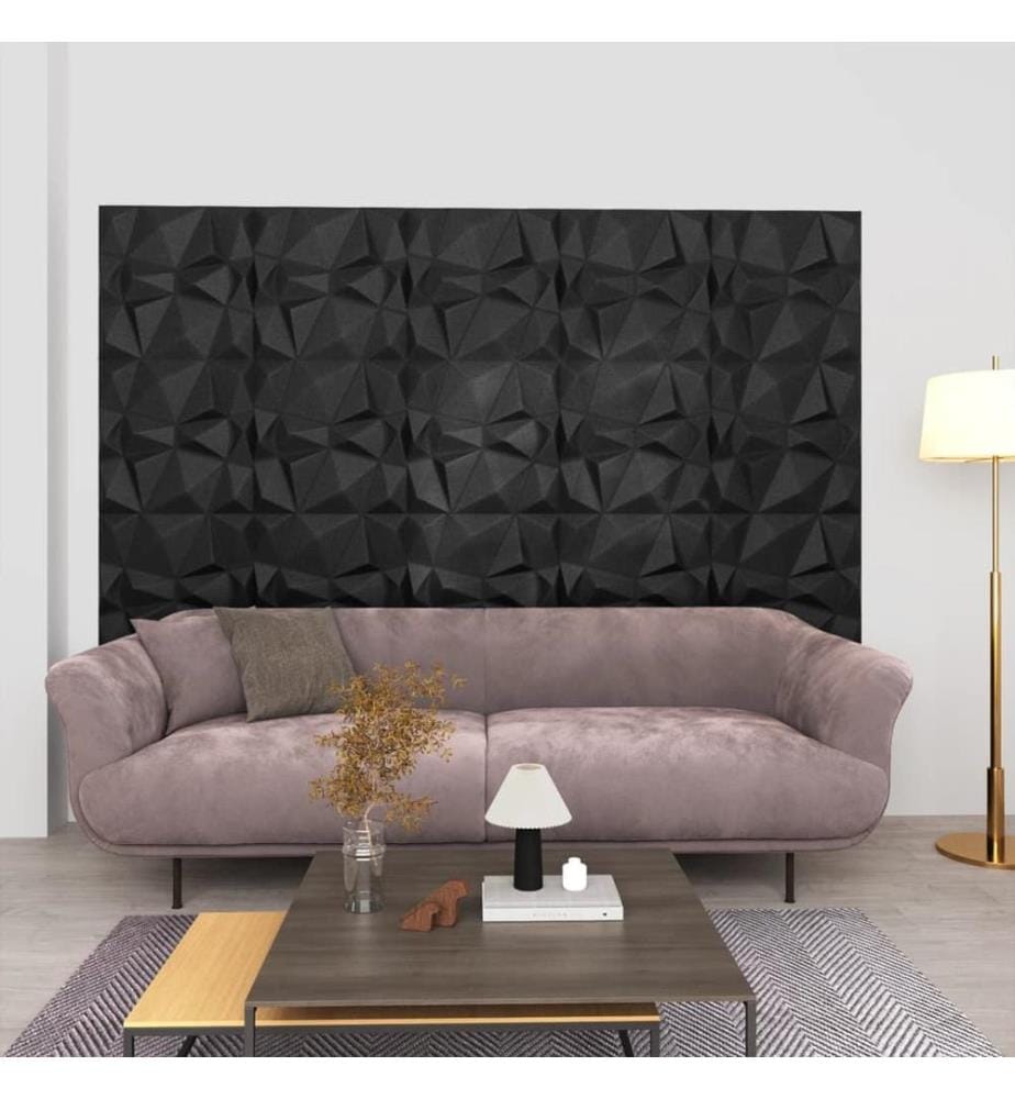 Panneaux muraux 3D 24 pcs 50x50 cm noir diamant 6 m²
