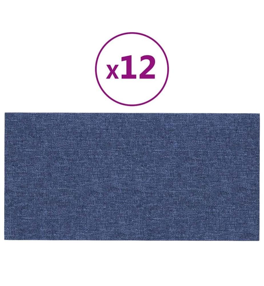 Wandpaneele 12 Stk. Blau 60x30 cm Stoff 2,16 m²