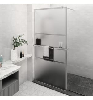 Duschwand mit Ablage für Walk-In-Dusche Chrom 115x195 cm ESG