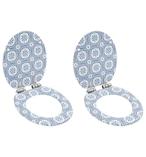 lot de 2 Sièges WC MDF Couvercle à fermeture douceur Porcelaine