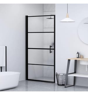 Duschtür 91x195 cm Halbmatt Hartglas Schwarz