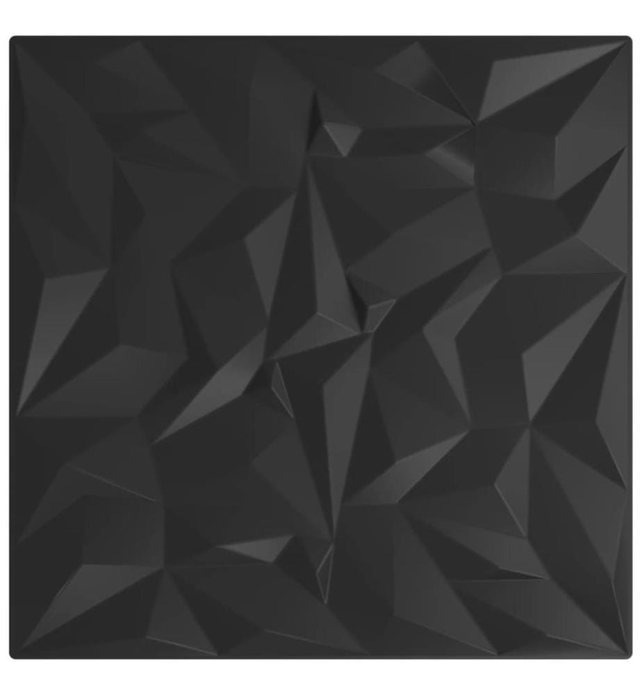 Panneaux muraux 48 pcs noir 50x50 cm XPS 12 m² améthyste