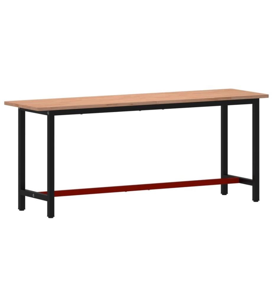 Établi 200x55x81,5 cm bois massif de hêtre et métal