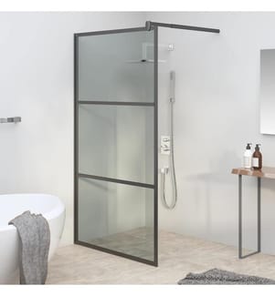 Duschwand für Walk-In Dusche 115x195 cm Dunkel ESG Glas Schwarz