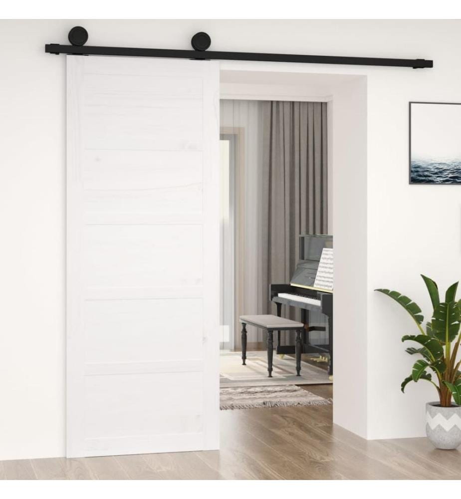 Porte de grange Blanc 80x1,8x204,5 cm Bois massif de pin