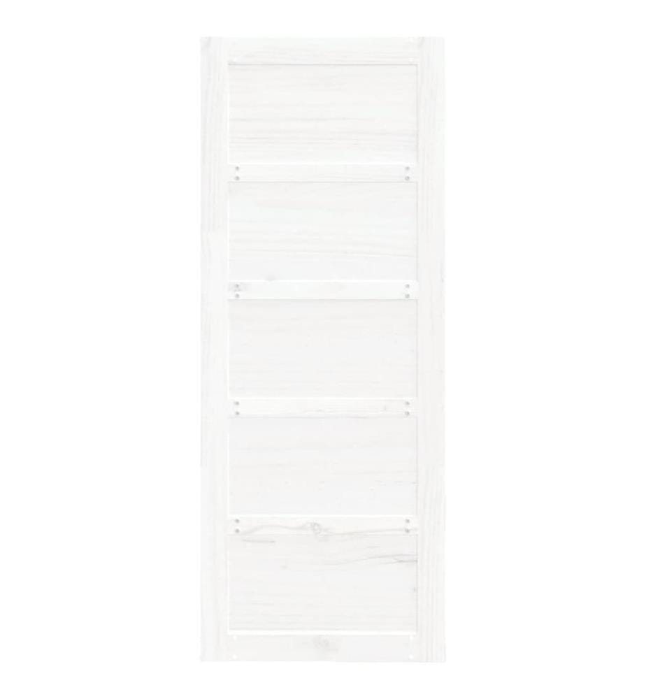 Porte de grange Blanc 80x1,8x204,5 cm Bois massif de pin