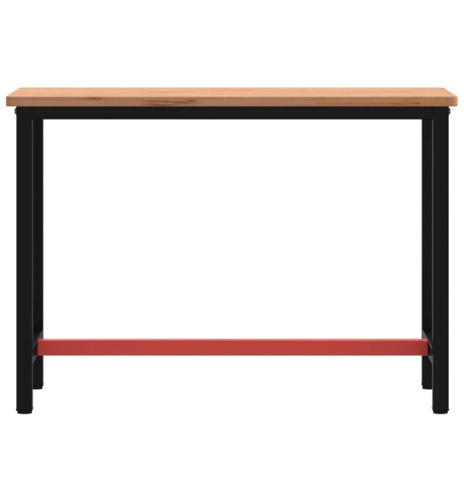Établi 115x55x81,5 cm bois massif de hêtre et métal