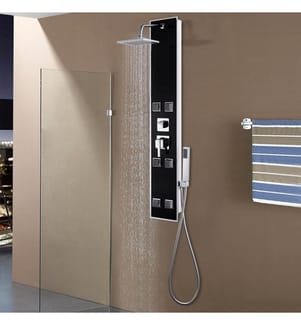 Duschpaneel Glas 18×42,1×120 cm Schwarz
