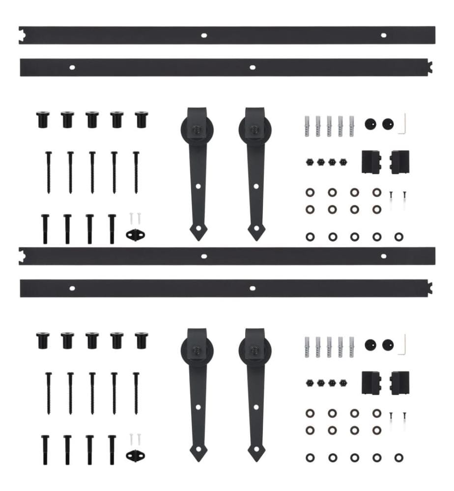 Schiebetür-Beschlagsätze 2 Stk. 200 cm Stahl Schwarz